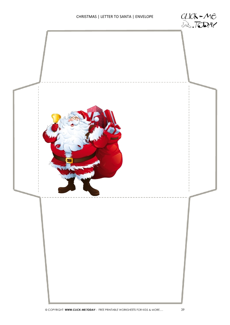 Printable envelope to Santa template Santa Claus and bell 39